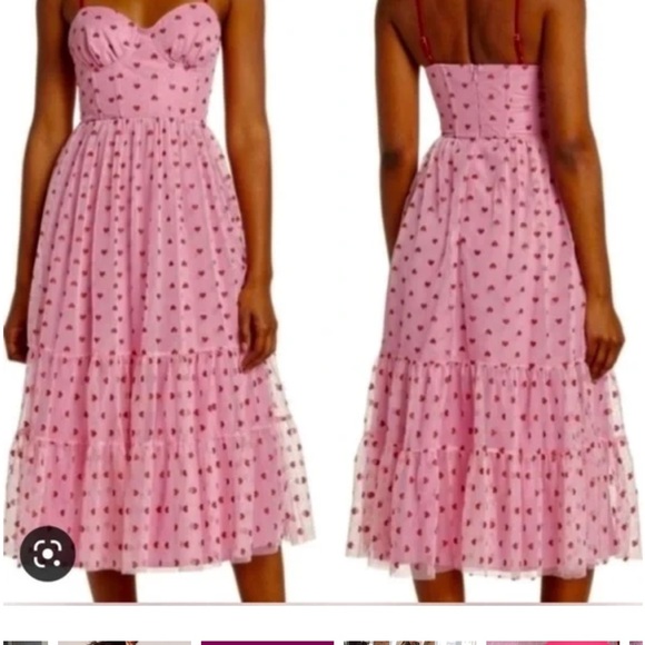 Betsey Johnson Pink Polka Dot Midi Dress - Picture 3 of 10